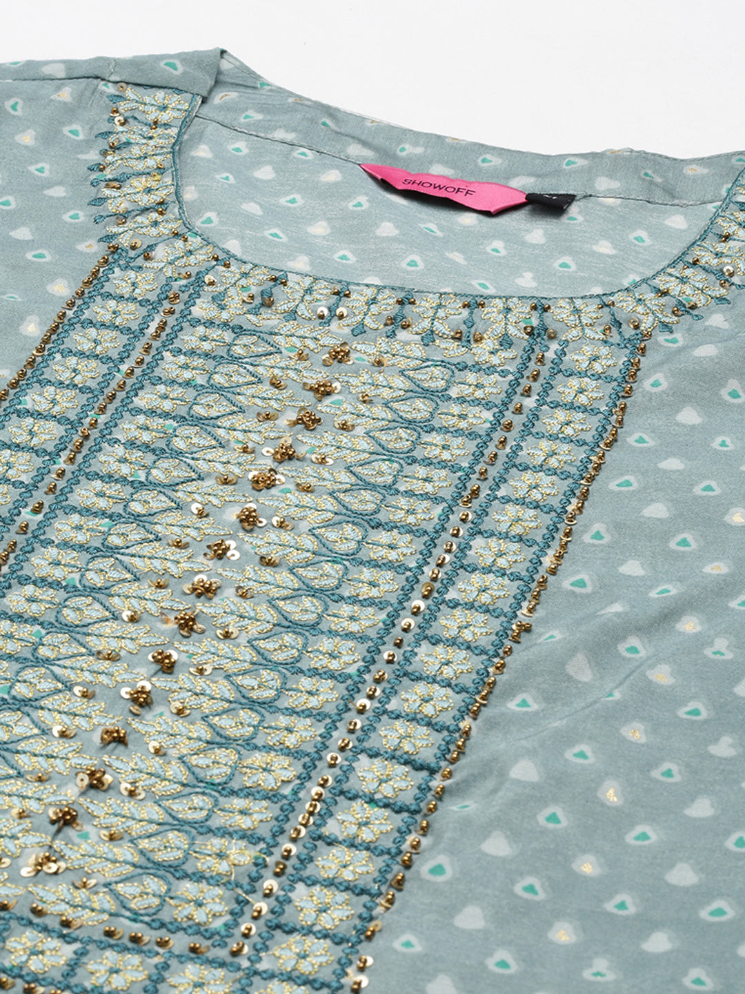 Women's Teal Paisley Embroidered Chanderi Silk Kurta Set with Dupatta