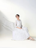 Women's Ethnic Floral White Anarkali Kurta Set with Dupatta