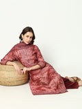 Women's Floral Maroon Kurta Set with Dupatta
