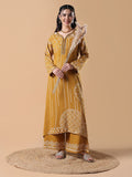 Women's Ethnic Motifs A-Line Mustard Kurta Set