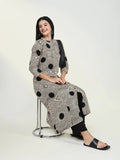 Women's Abstract Beige A Line Kurta Set