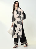 Women's Floral Black Ethnic Straight Kurta Set