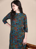Women's Floral Green Ethnic Straight Kurta Set
