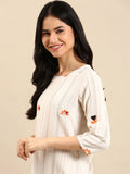 Women's Off White Embroidered Kurta Set with Palazzos