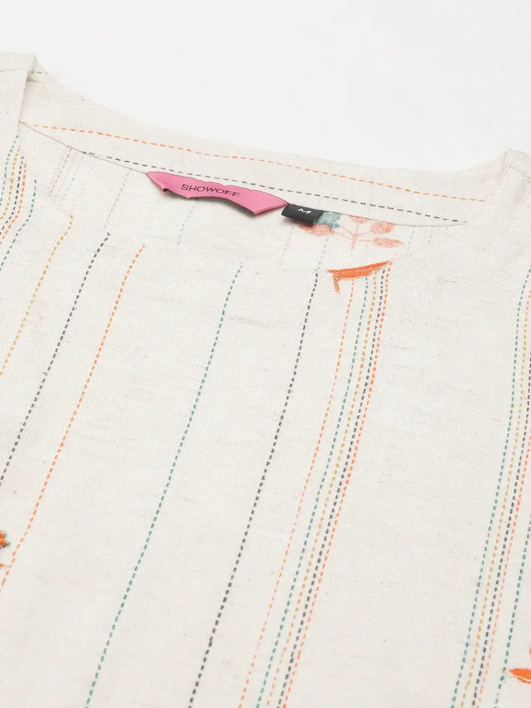 Women's Off White Embroidered Kurta Set with Palazzos