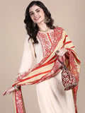 Women's Solid Peach Straight Kurta Set with Dupatta