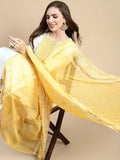 Women's Solid Cream Straight Kurta Set with Dupatta