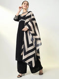 Women's Solid Black Straight Kurta Set with Dupatta