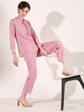 Women's Striped Pink Co-Ords Set