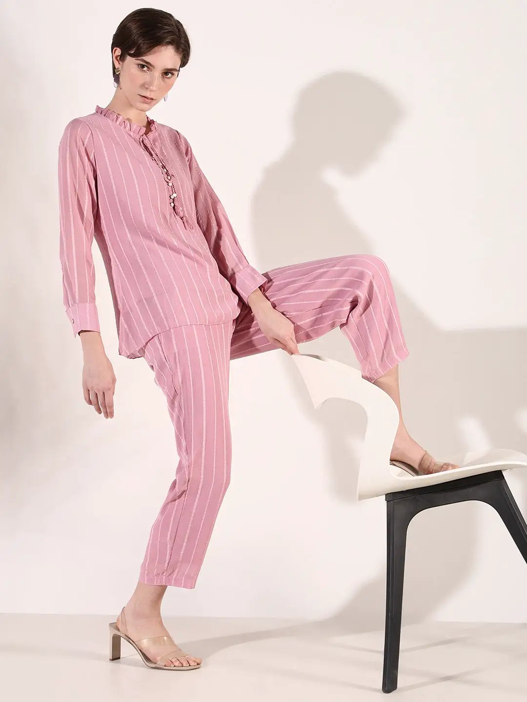 Women's Striped Pink Co-Ords Set