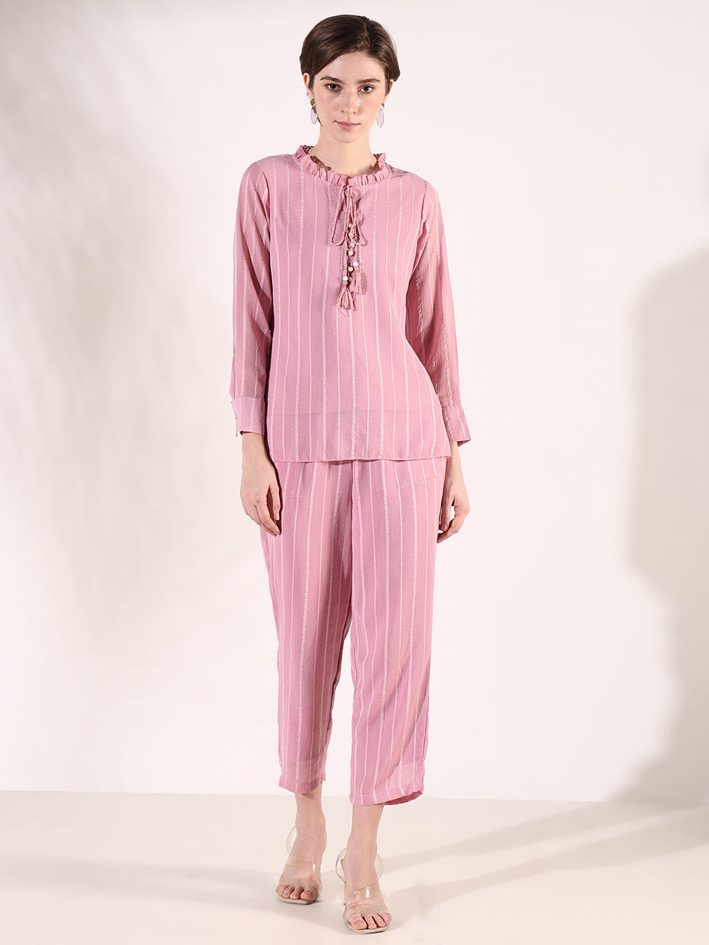 Women's Striped Pink Co-Ords Set