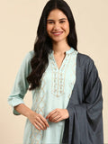 Women's Solid Ethnic Blue Straight Kurta Set with Dupatta