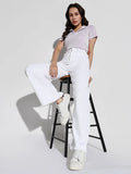 Women's White Wide Leg Casual Jeans