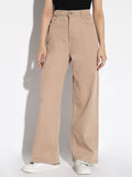 Women's Beige Comfort Wide Leg Denim Jeans