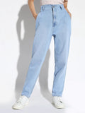 Women's Blue Comfort Mom Fit Stretchable Denim Jeans