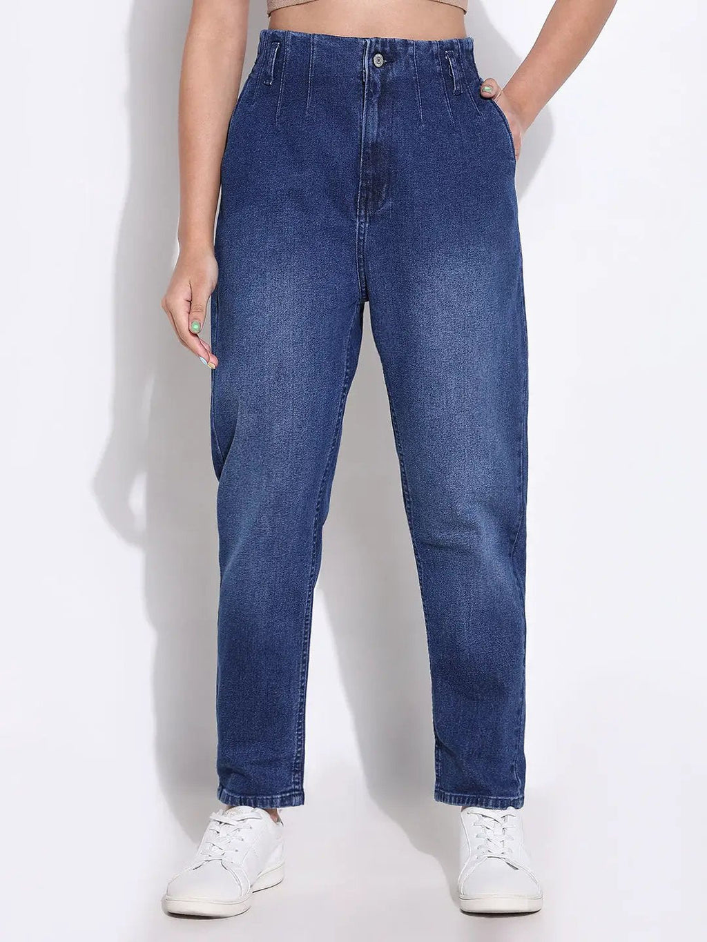 Women's Blue Comfort Light Fade Acid Wash Stretchable Jeans