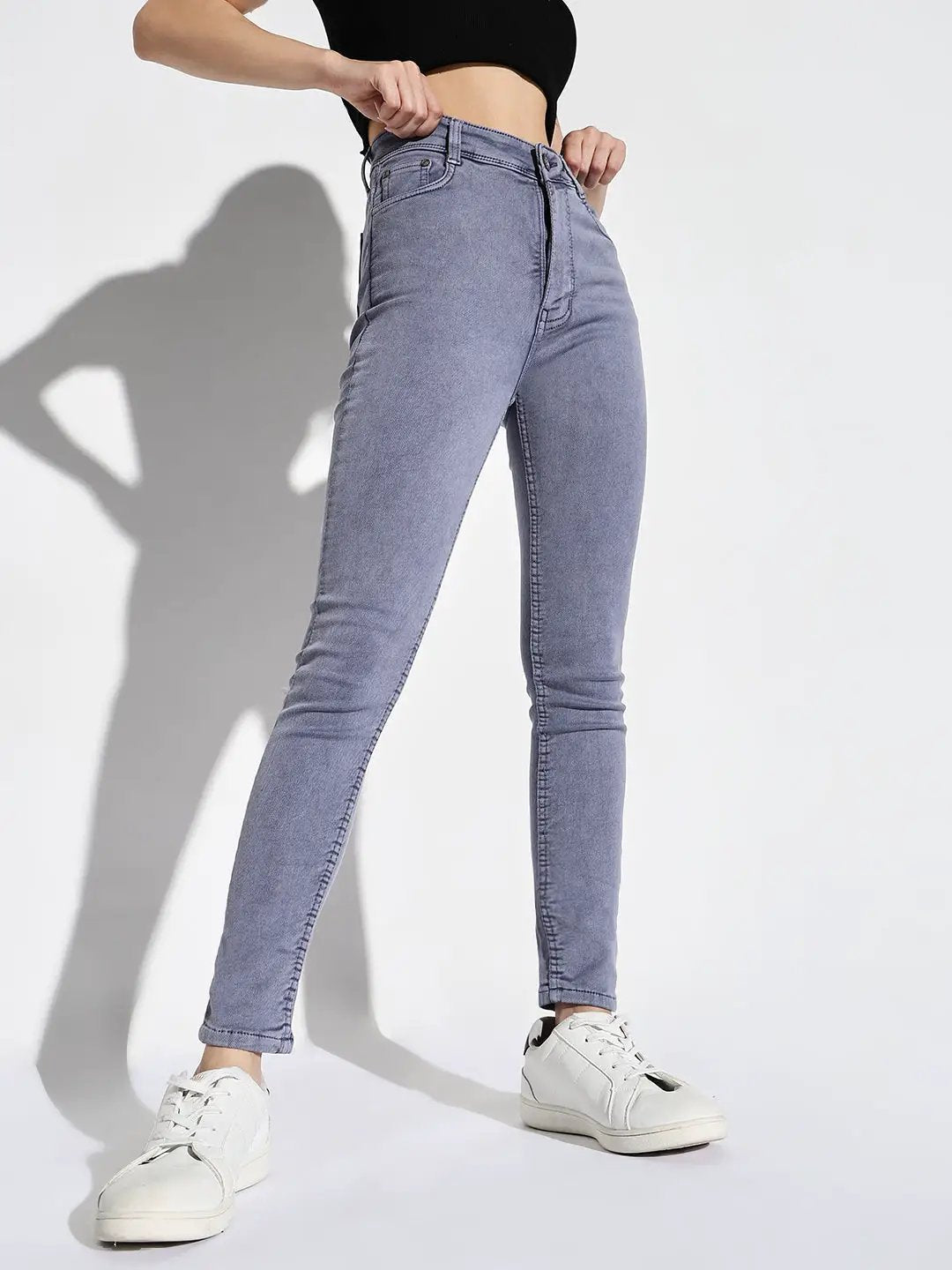 Women's Purple Comfort Skinny Fit Light Fade Stretchable Jeans