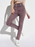 Women's Purple Comfort Slim Fit Light Fade Acid Wash Jeans