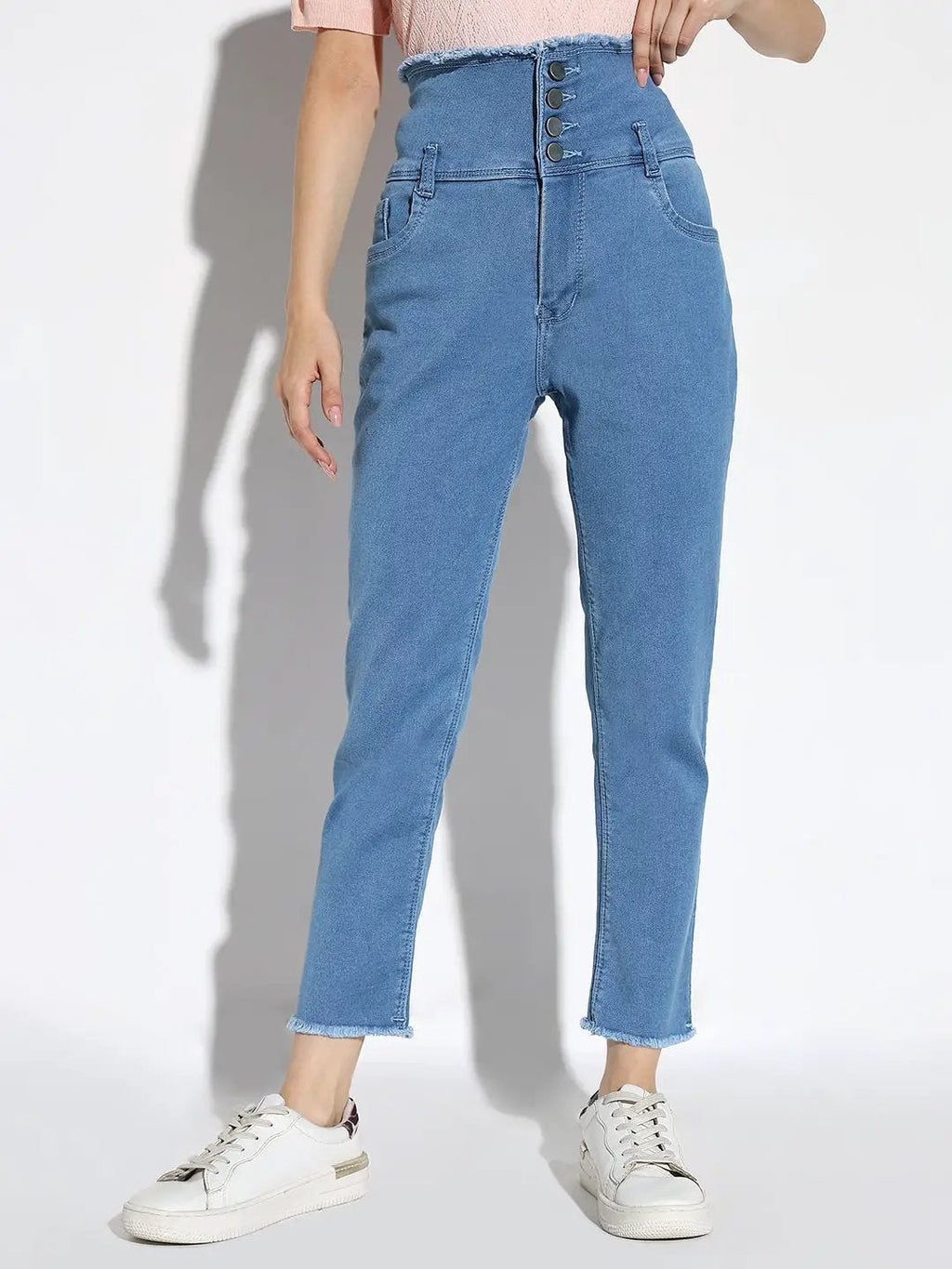 Women's Blue Comfort Slim Fit Acid Wash Stretchable Jeans