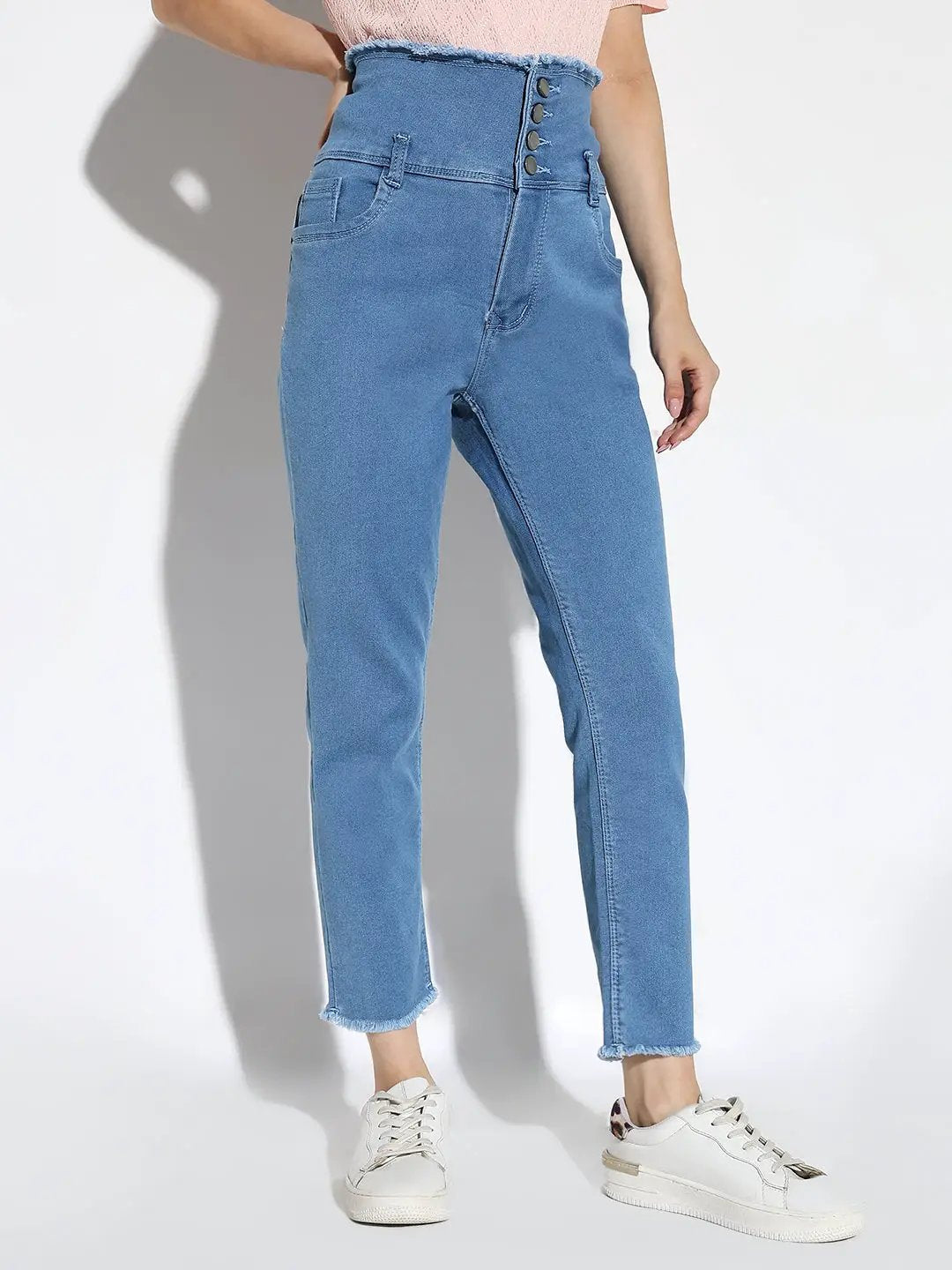 Women's Blue Comfort Slim Fit Acid Wash Stretchable Jeans