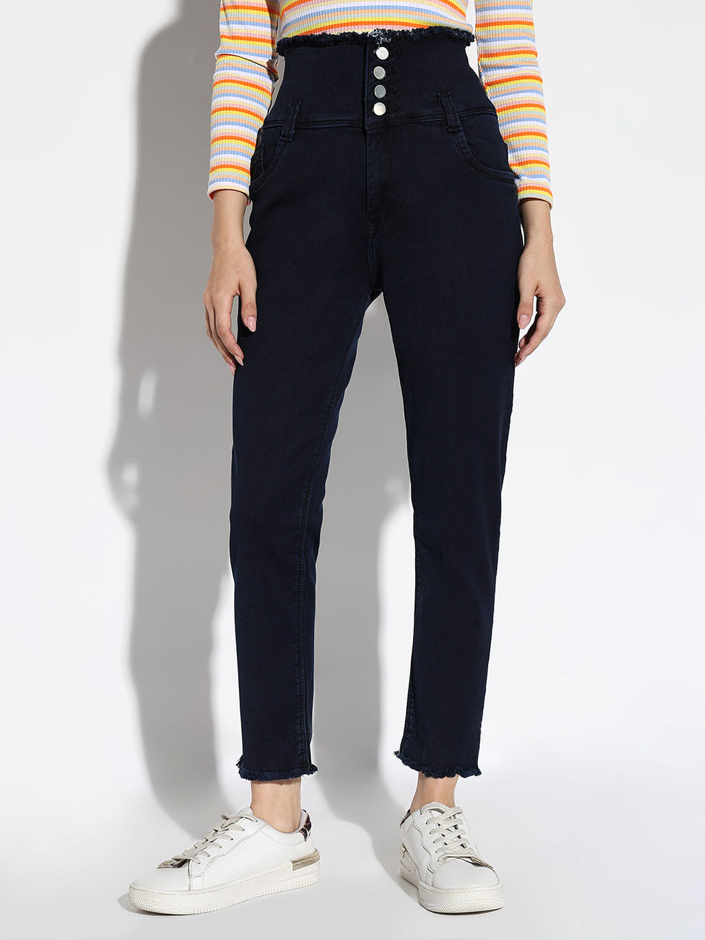 Women's Navy Blue Comfort Slim Fit High-Rise Stretchable Jeans