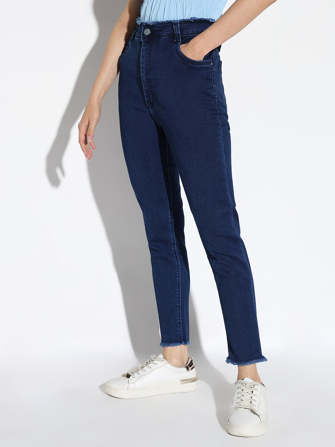 Women's Blue Comfort Slim Fit Light Fade Denim Jeans