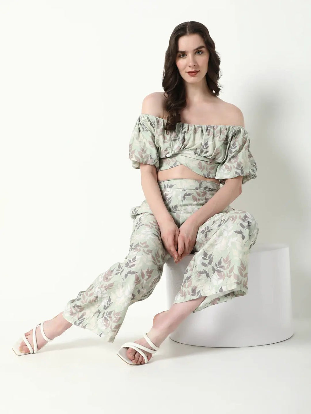 Women's Green Printed Casual Co-Ords Set