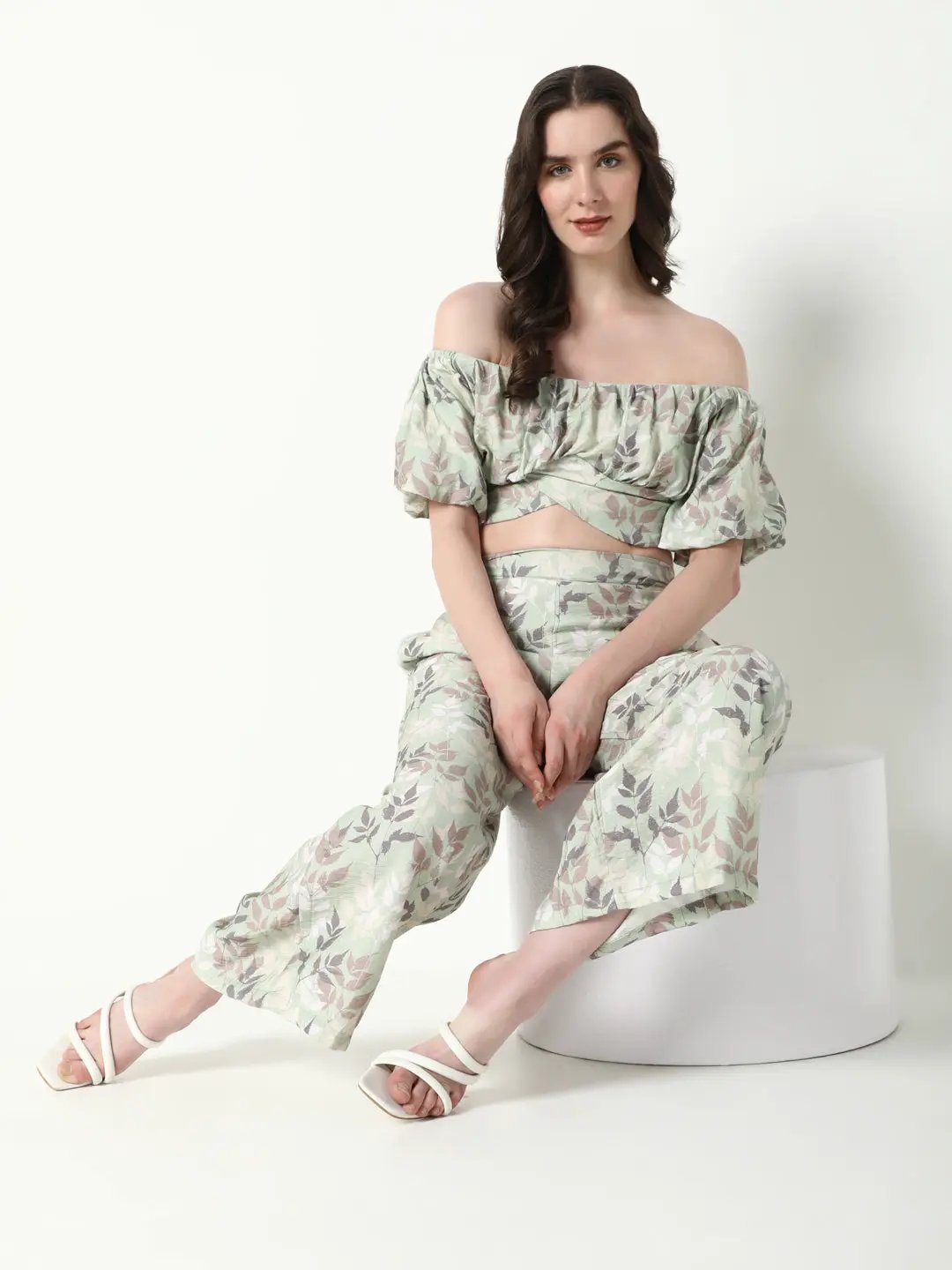 Women's Green Printed Casual Co-Ords Set