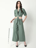 Women's Green Solid Co-Ords Set with Tube Top