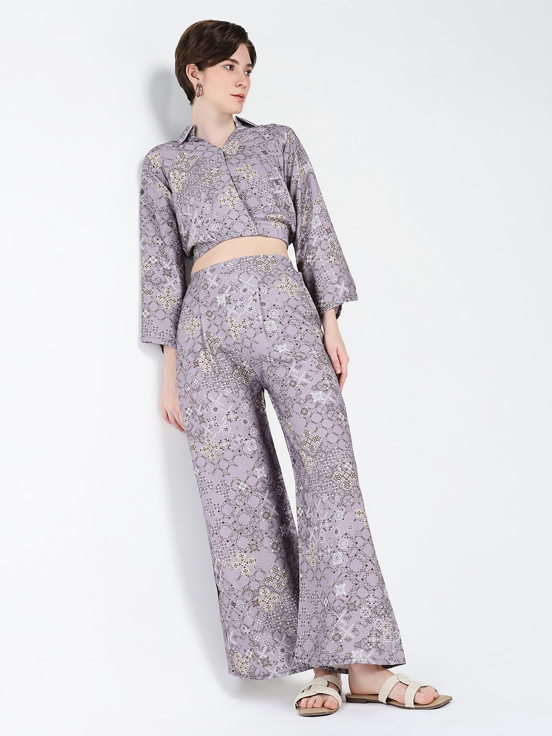 Women's Purple Printed Comfort Co-Ords Set