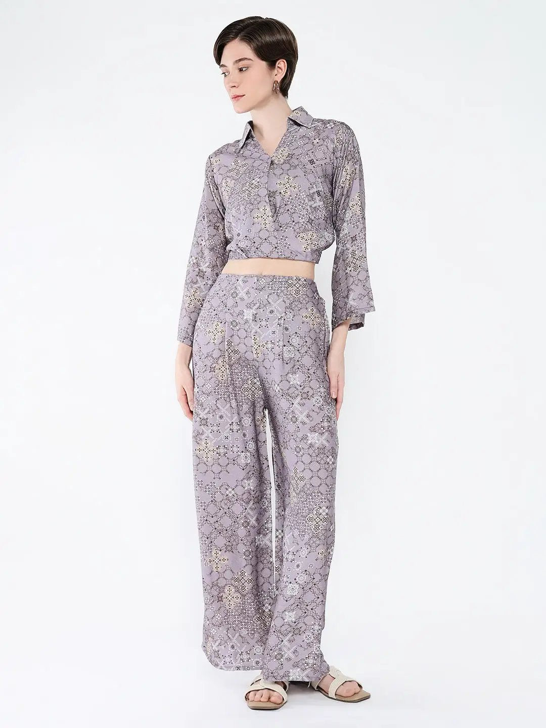 Women's Purple Printed Comfort Co-Ords Set