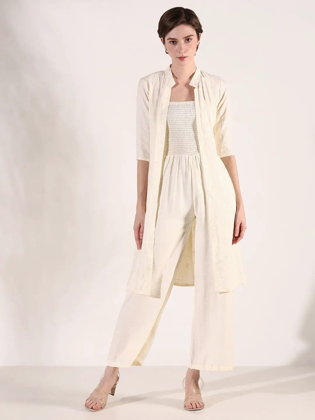 Women's Cream Basic Jumpsuit