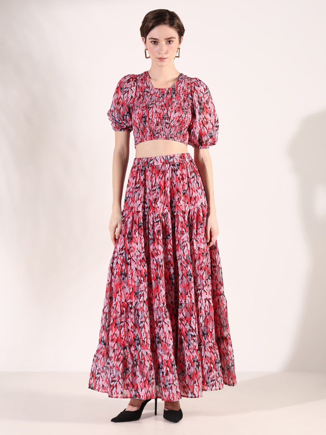 Women's Printed Red Co-Ords Set
