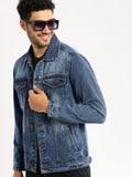 Men's Blue Washed Cotton Denim Jacket