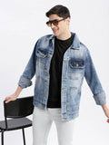 Men's Blue Washed Windcheater Rapid Dry Denim Jacket