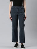 Women's Grey Cotton Straight Fit Denim Jeans