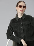Women's Olive Corduroy Tailored Jacket