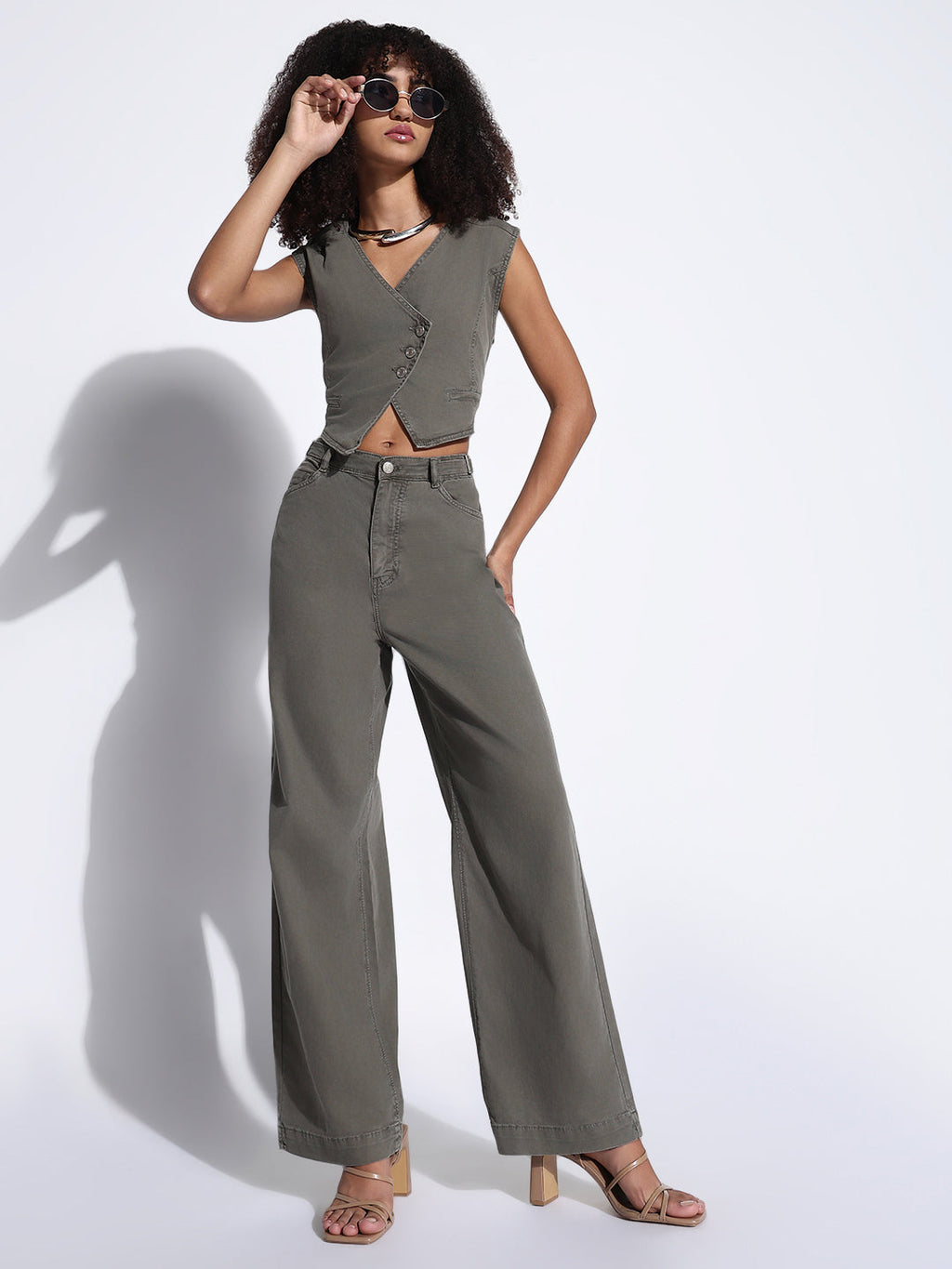 Women's Solid Olive Co-Ords Set