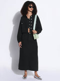 Women's Solid Olive Denim Co-Ords Set with Jacket