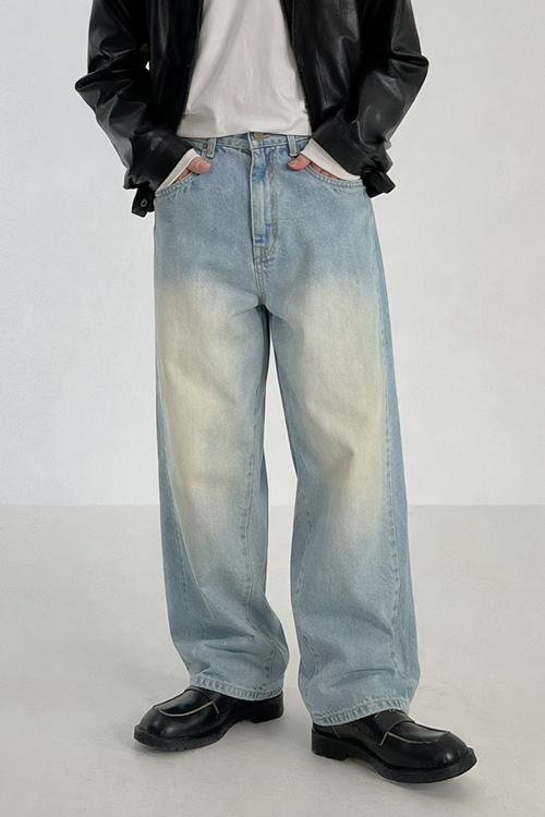 Blue Tabacco Wash Baggy Jeans