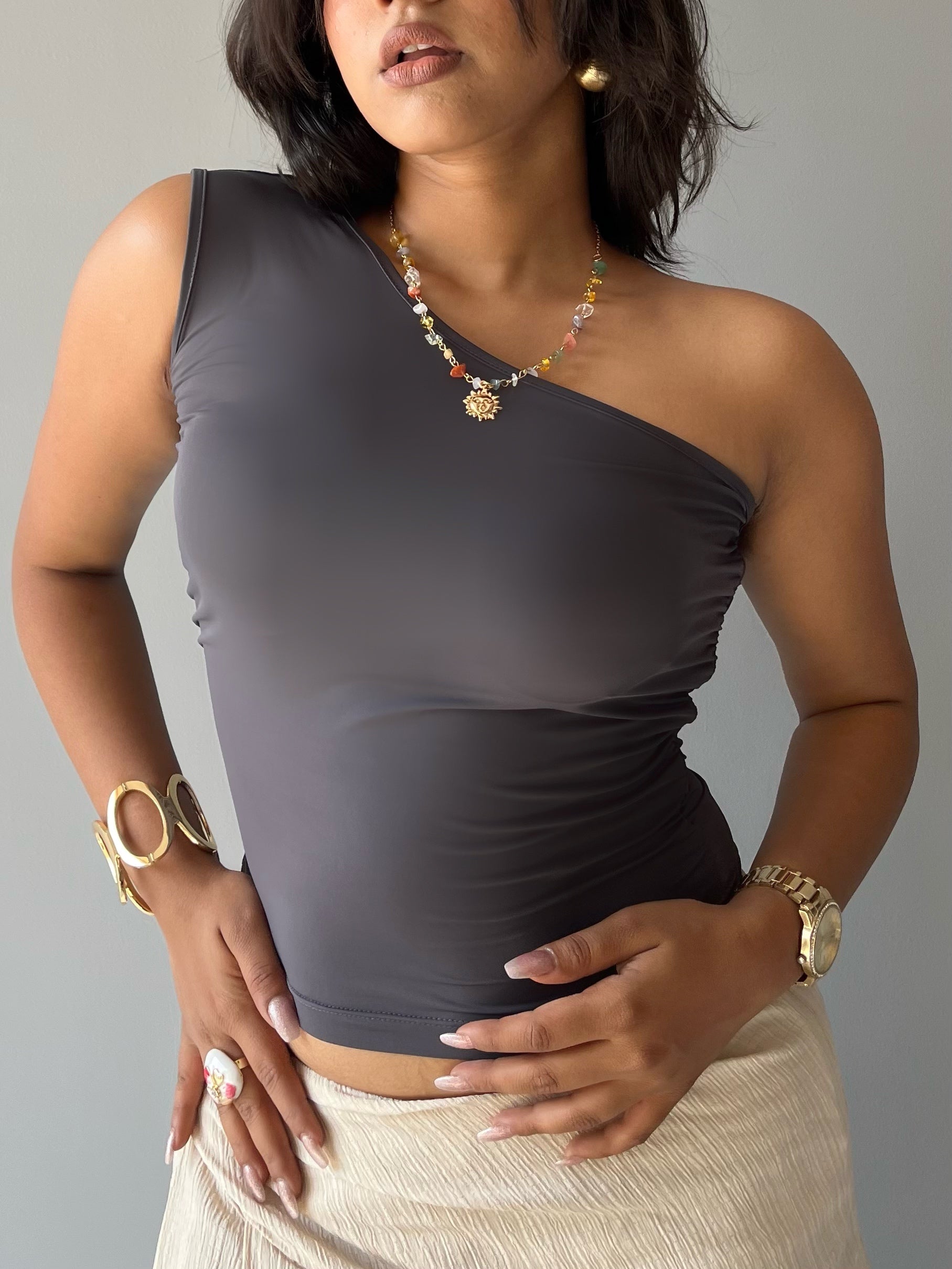Effortless Flow One Shoulder Ruched Top