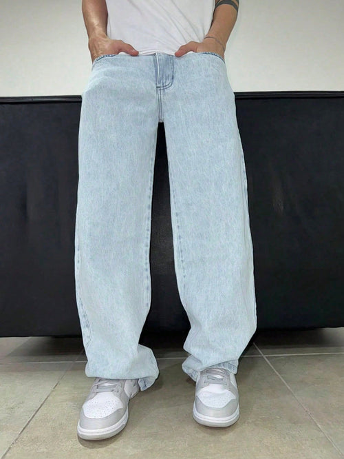 Blue Fade Out Loose Straight Fit Jeans