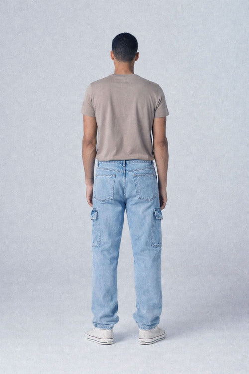 Blue Stone Faded Wash Cargo Jeans