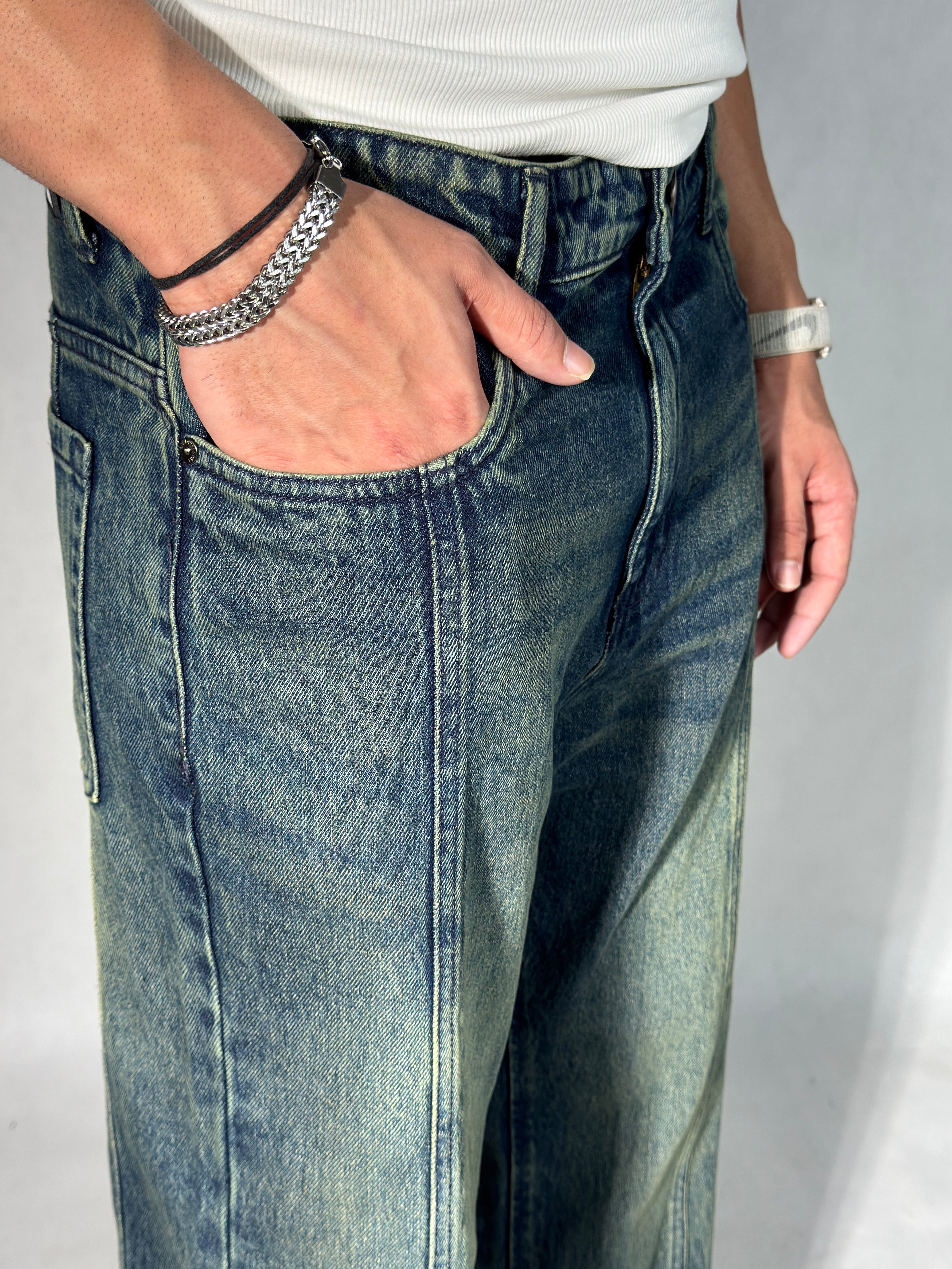 Blue Tinted Straight Fit Jeans