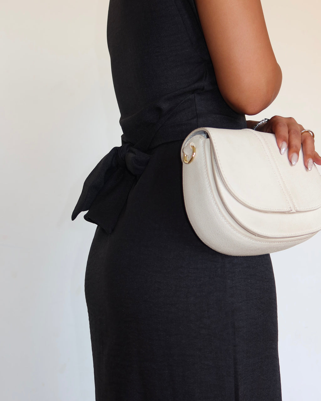 Tie Detailed Linen Blend Midi Dress
