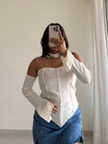 Chic Halter Neck Detachable Sleeves Top