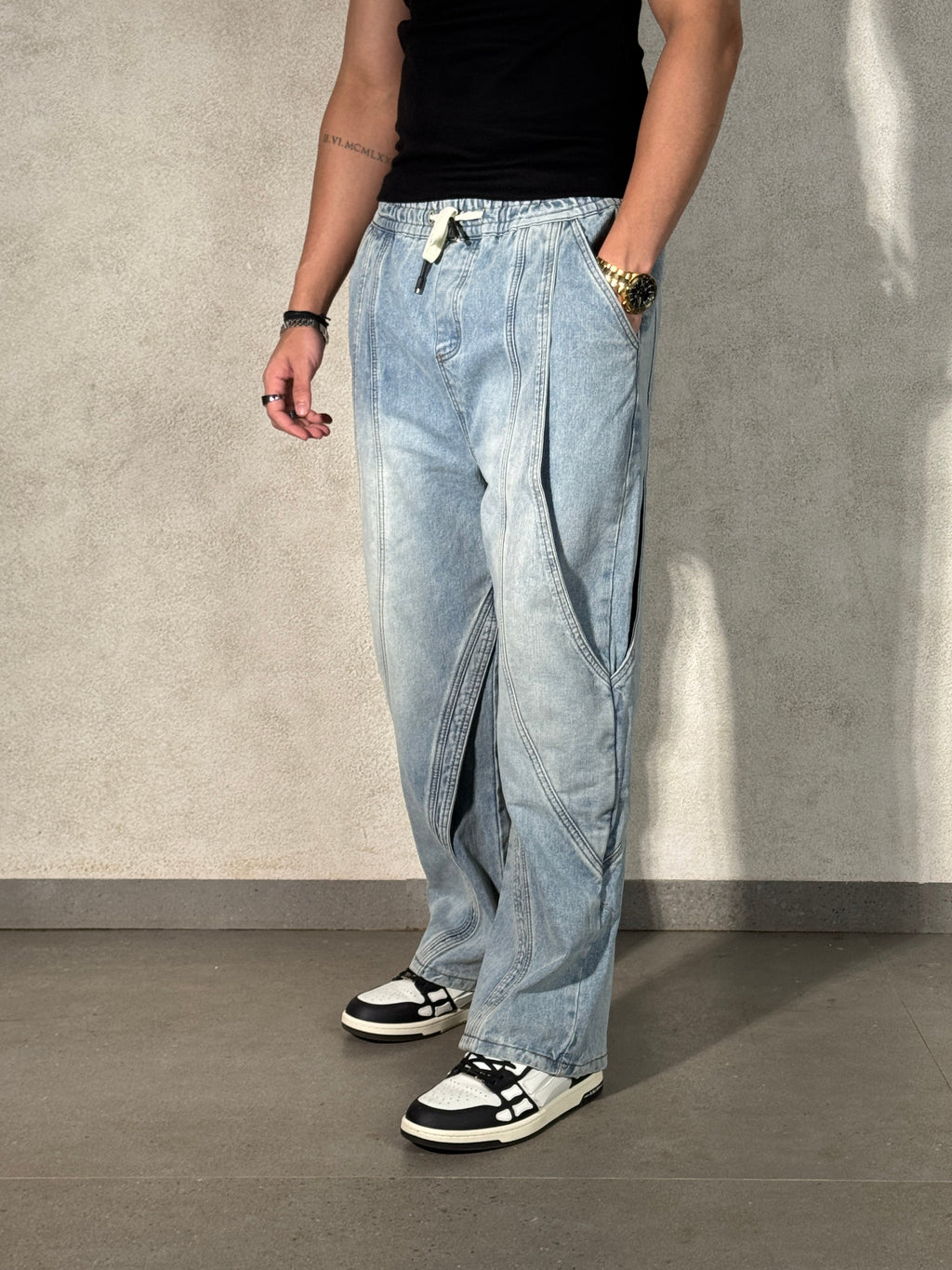 Trace Line Baggy Denim Joggers