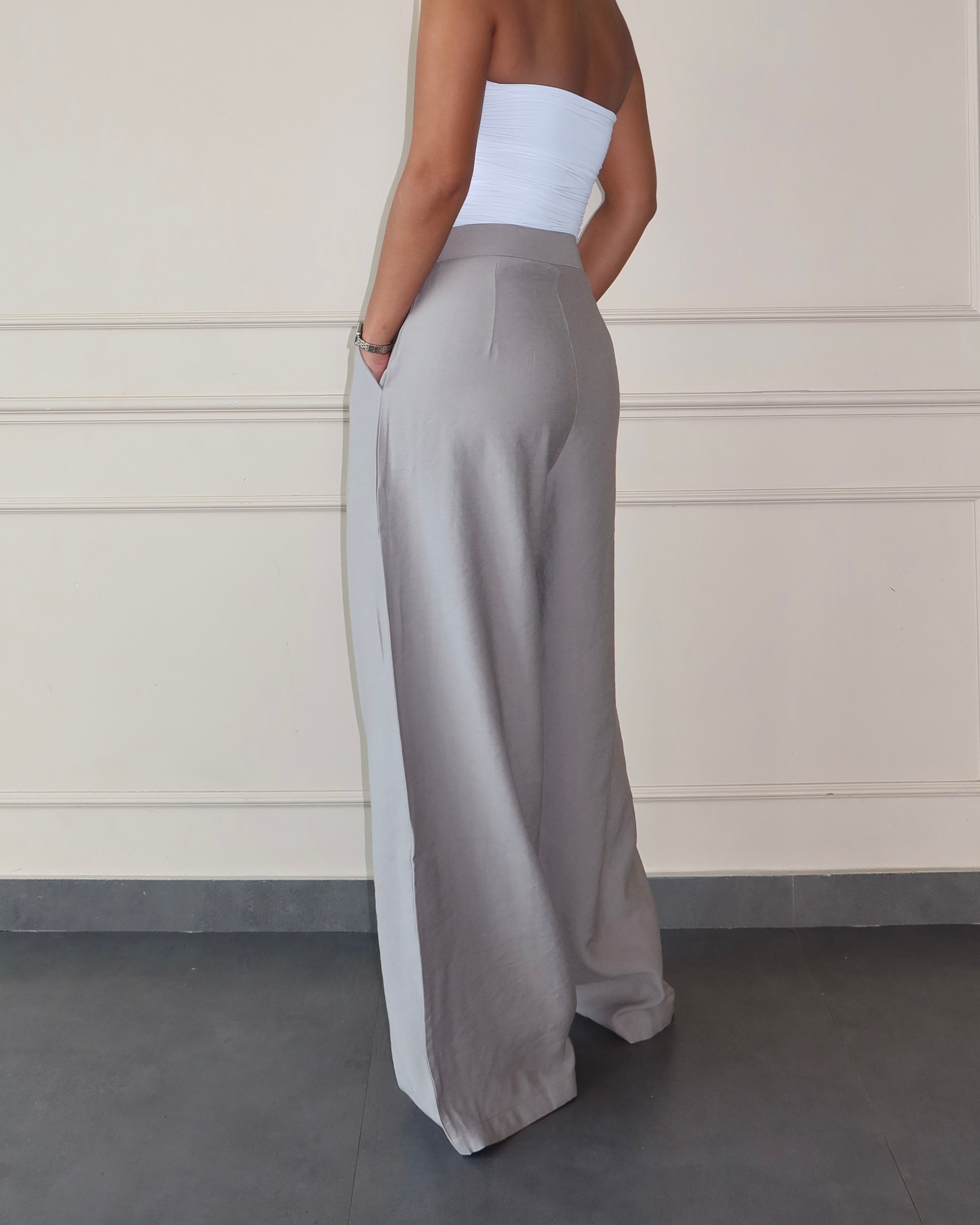 Defined Pleats Wide Leg Pants