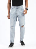 Men's Blue Regular Fit Slash Knee Torn Jeans