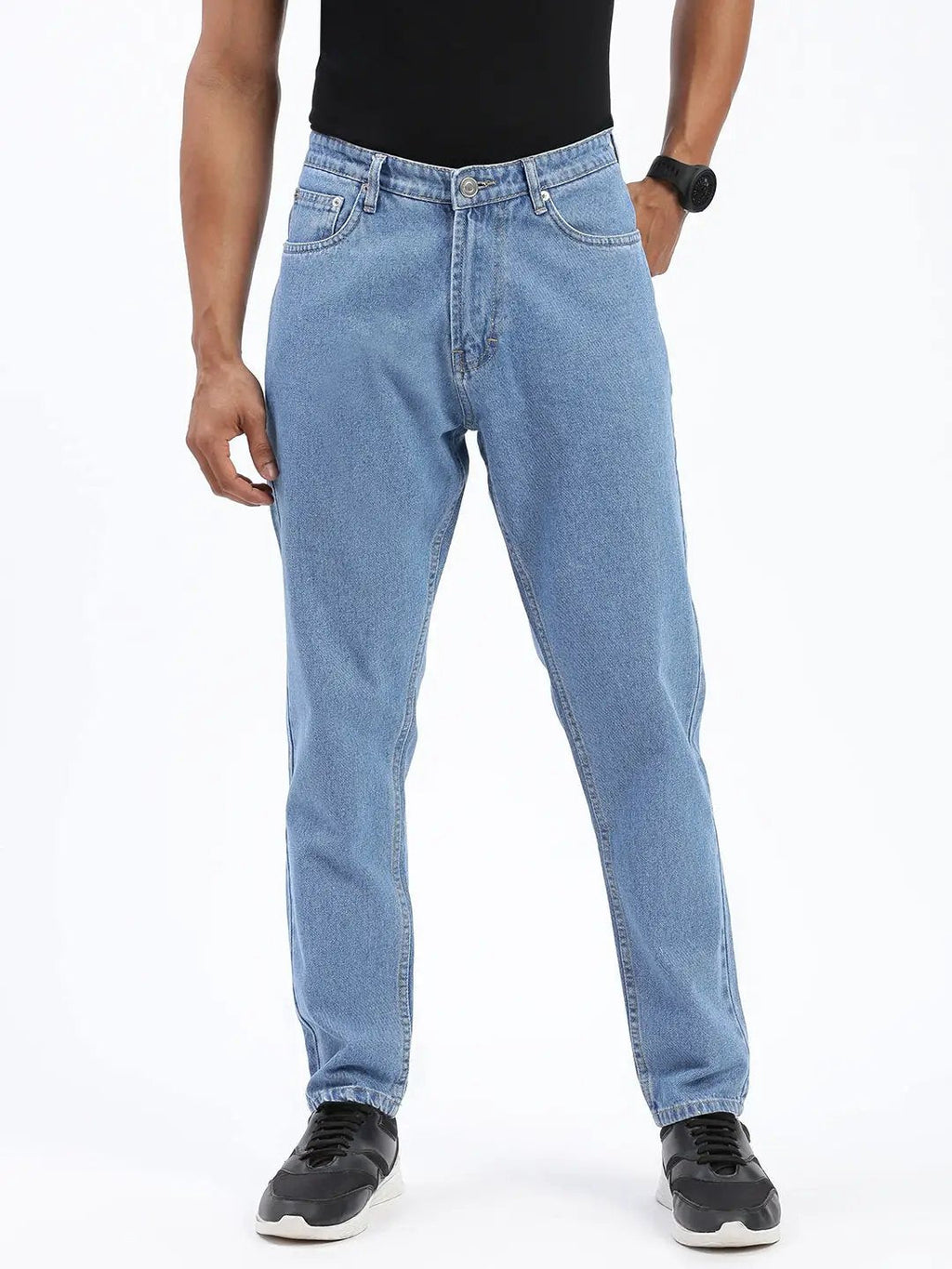 Men's Blue Regular Fit Cropped Jeans